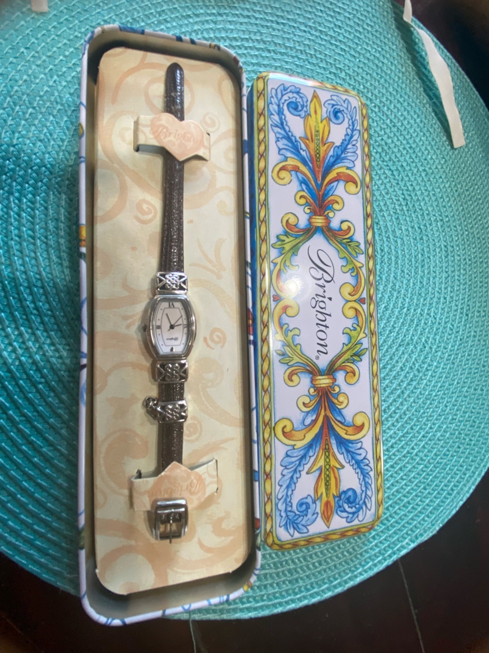 Brighton Brown Leather Strap Watch with Silver Accents